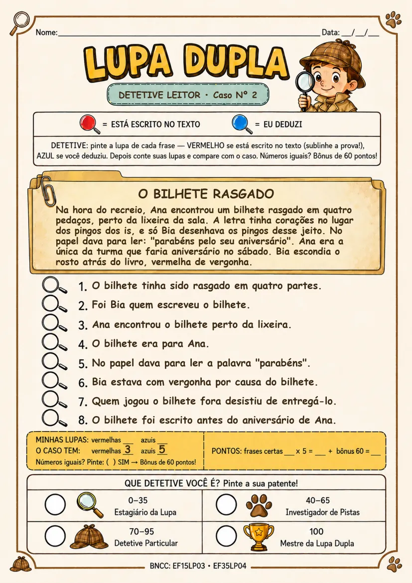 Ficha Caso Nº 2 — O Bilhete Rasgado