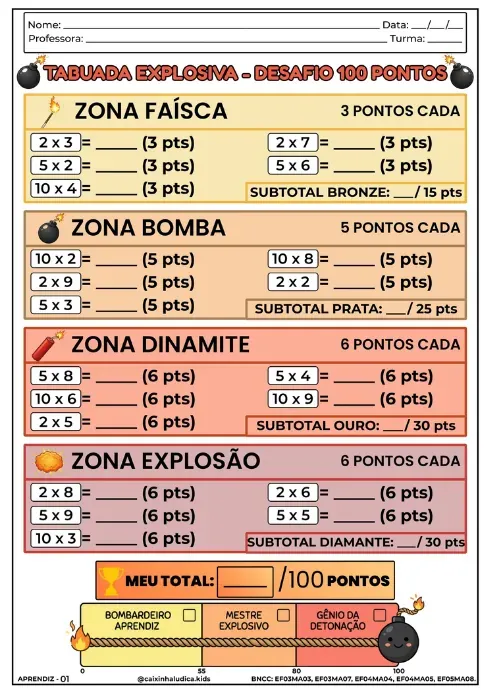 Folha do nível Aprendiz, colorida