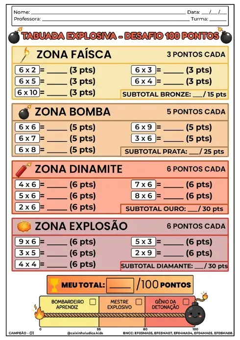 Folha do nível Campeão, colorida