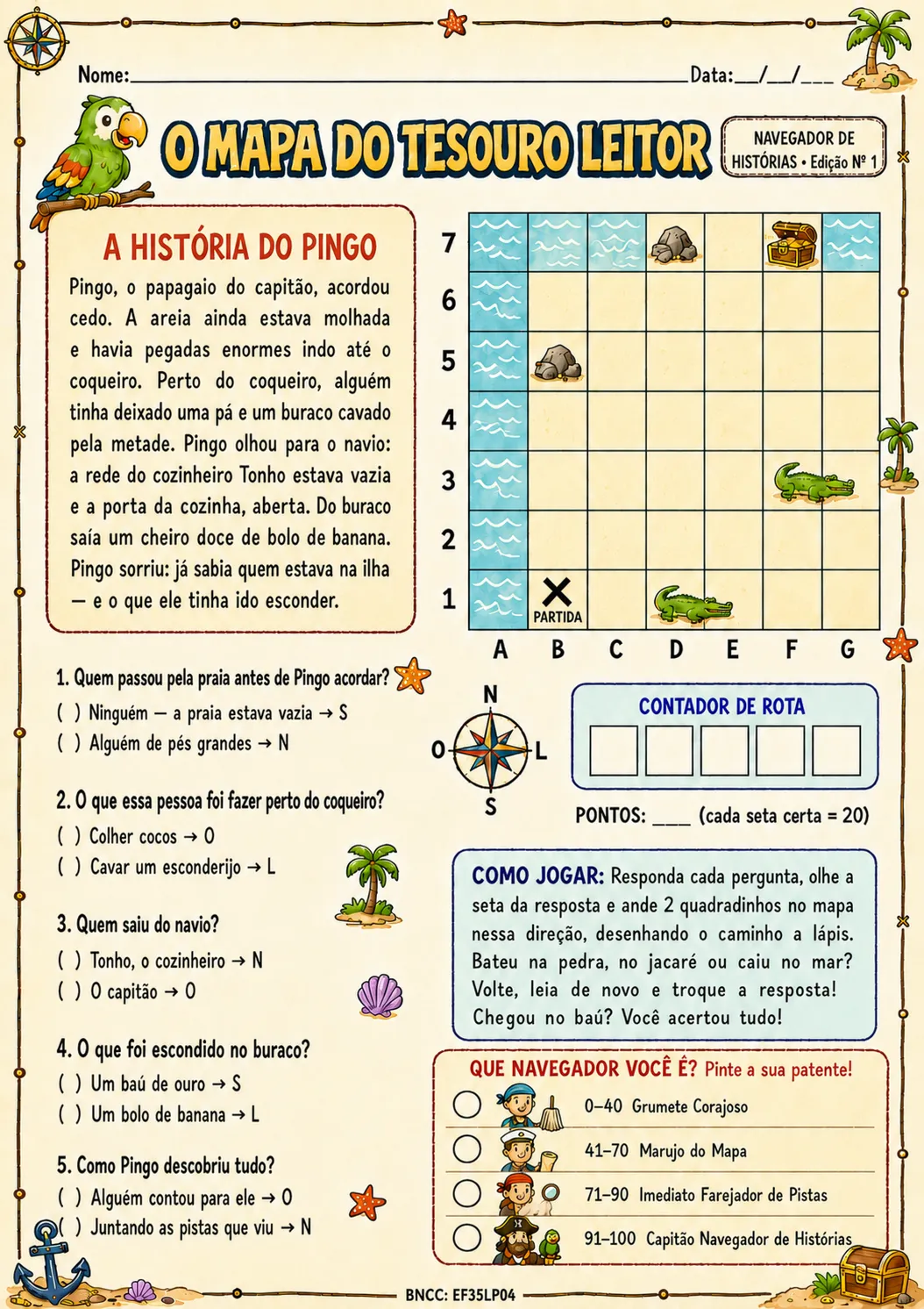 Folha do jogo:inferência de pistas do 3º ano
