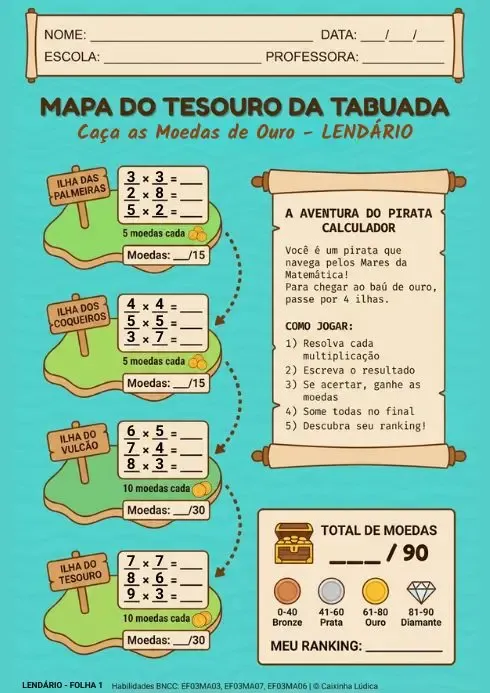 Prévia do nível Lendário: 4 ilhas com multiplicações da tabuada do 6 ao 9